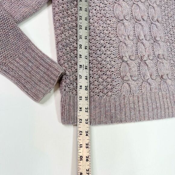 J. Crew Sweater Women's Medium Lilac Lambs Wool Hand Chunky Knit Rib Trim - Picture 4 of 10